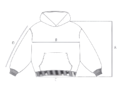 Reversible Hoodie measurement diagram